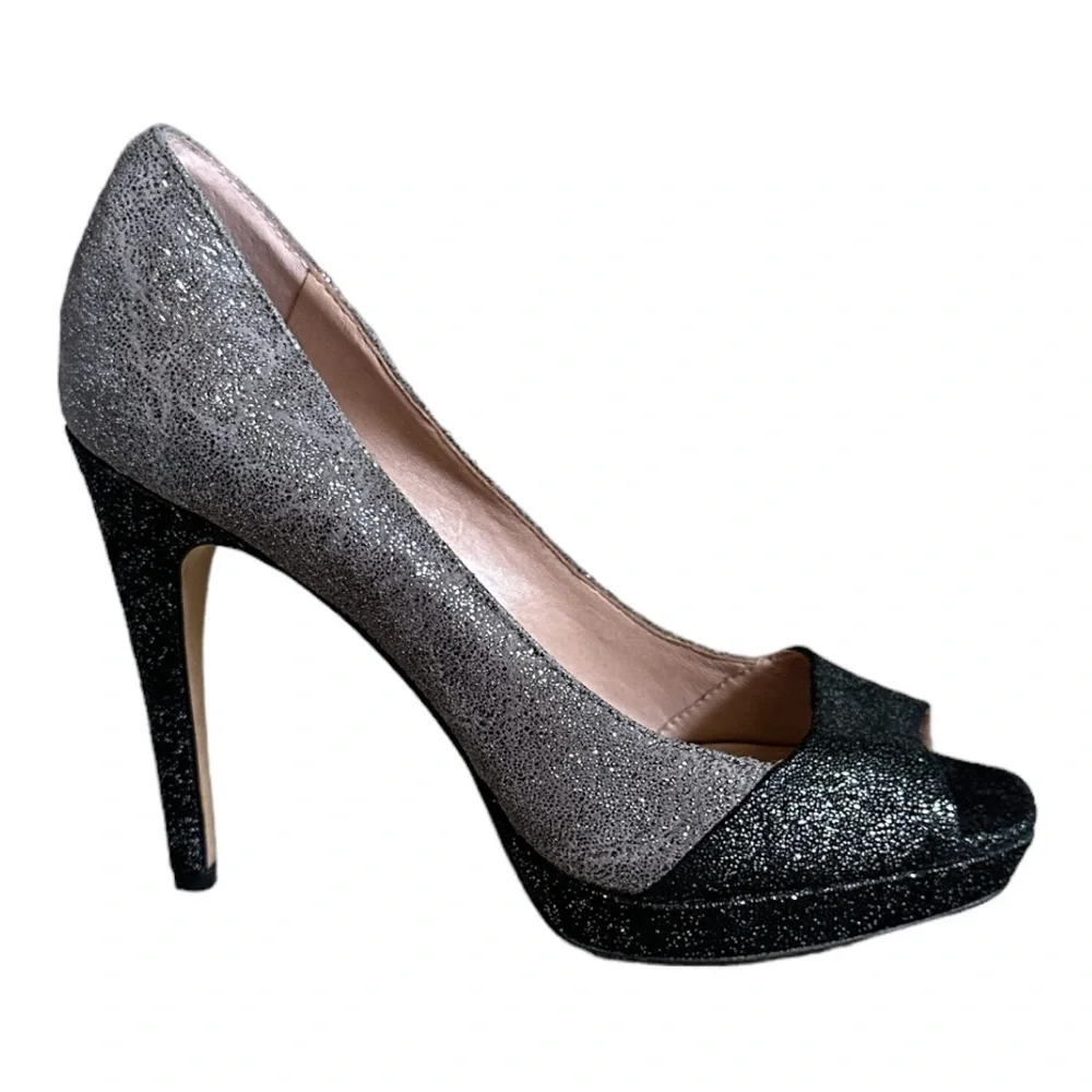 Vince Camuto Timmons Glitter Two Tone Peep Toe Stiletto Heels Size 7